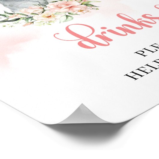 Schattige oerwoud baby olifant blush en gouden dri poster (Hoek)