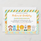 Schattige Oerwoud Babydieren Safari 1e verjaardags Kaart (Voorkant)