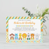 Schattige Oerwoud Babydieren Safari 1e verjaardags Kaart (Staand voorkant)