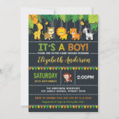 Schattige Oerwoud Boy Baby shower Safari Animals P Kaart (Voorkant)