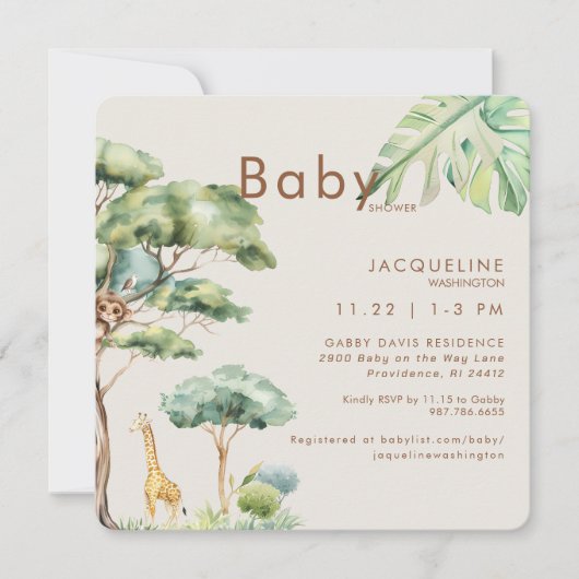 Schattige Oerwoud CreamRounded Baby shower Kaart (Voorkant)