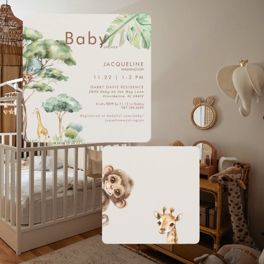 Schattige Oerwoud CreamRounded Baby shower Kaart