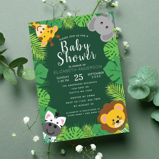 Schattige Oerwoud Critters Baby shower Uitnodiging