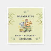 Schattige Oerwoud Dier Kinder Safari Verjaardag Servet (Voorkant)