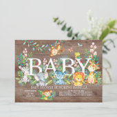 Schattige Oerwoud Dier Meisje Jongen Baby shower U Kaart (Staand voorkant)