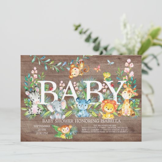 Schattige Oerwoud Dier Meisje Jongen Baby shower U Kaart (Staand voorkant)