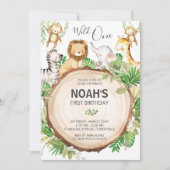 Schattige Oerwoud Dieren 1e Verjaardag Wild One Gr Kaart (Voorkant)