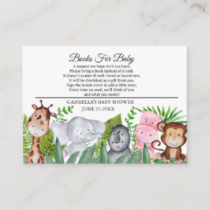 Schattige Oerwoud Dieren Baby shower Boek voor Bab Informatiekaartje