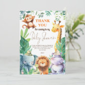 Schattige Oerwoud Dieren Baby shower Dank u Kaart (Staand voorkant)