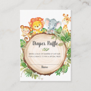 Schattige Oerwoud Dieren Baby shower Luier Raffle Informatiekaartje