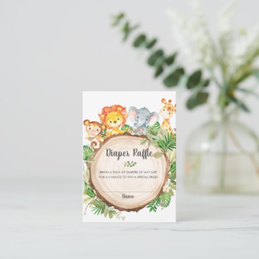Schattige Oerwoud Dieren Baby shower Luier Raffle Informatiekaartje (Staand voorkant)