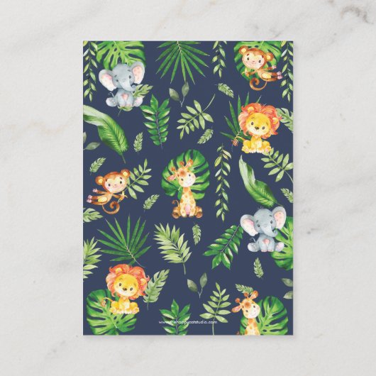 Schattige Oerwoud Dieren Baby shower Luier Raffle Informatiekaartje (Achterkant)