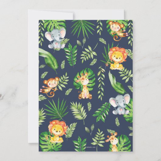 Schattige Oerwoud Dieren Baby shower per Mail Gree Kaart (Achterkant)