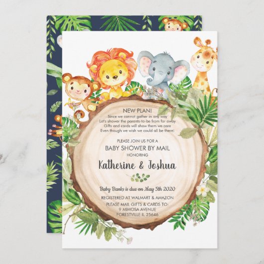 Schattige Oerwoud Dieren Baby shower per Mail Gree Kaart (Voorkant / Achterkant)