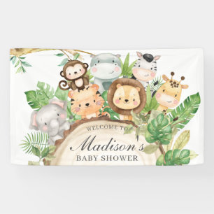 Schattige Oerwoud Dieren Baby shower Verjaardag Ac Spandoek
