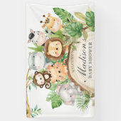 Schattige Oerwoud Dieren Baby shower Verjaardag Ac Spandoek (Verticaal)