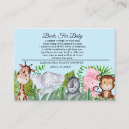 Schattige Oerwoud Dieren Blauw Baby shower Boek vo Informatiekaartje