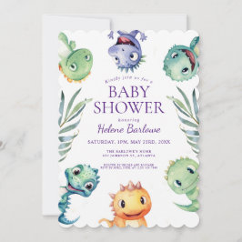 Schattige Oerwoud Dieren Dinosaurus Baby shower Kaart