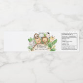 Schattige Oerwoud Dieren Groen 1e Verjaardag Waterfles Etiket (Enkel label)