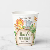 Schattige Oerwoud Dieren Groen 1e Verjaardag Wild  Papieren Bekers (Achterkant)