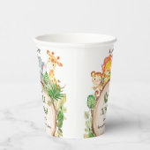Schattige Oerwoud Dieren Groen 1e Verjaardag Wild  Papieren Bekers (Rechts)