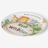 Schattige Oerwoud Dieren Groen 1e Verjaardag Wild  Papieren Bordje (Gekanteld)