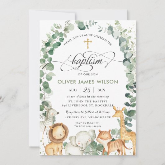 Schattige Oerwoud Dieren Groen doopdoop Kaart (Voorkant)