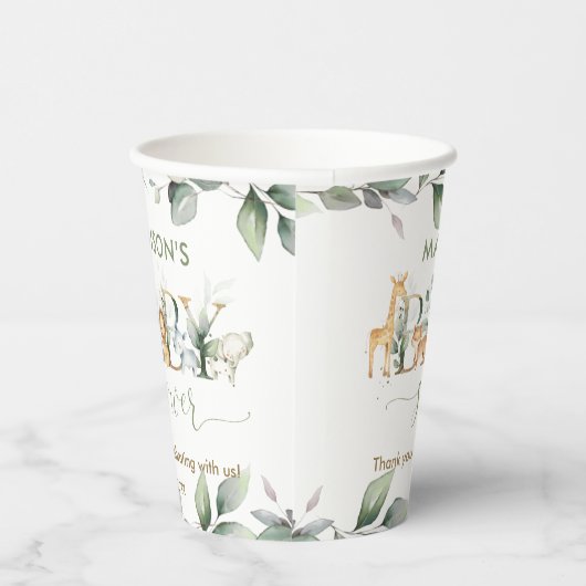 Schattige Oerwoud Dieren Groen Neutraal Baby showe Papieren Bekers (Rechts)