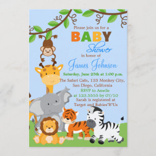 Schattige Oerwoud Dieren Jongen Baby shower Uitnod Kaart
