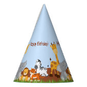 Schattige Oerwoud Dieren Jongen Verjaardagsfeestje Feesthoedjes (Links)