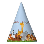 Schattige Oerwoud Dieren Jongen Verjaardagsfeestje Feesthoedjes (Rechts)