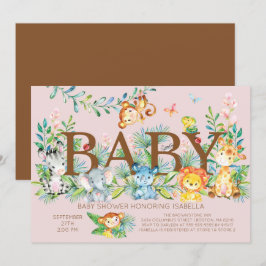 Schattige Oerwoud Dieren Meisjes Baby shower Uitno Kaart