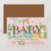 Schattige Oerwoud Dieren Meisjes Baby shower Uitno