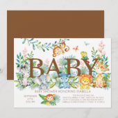 Schattige Oerwoud Dieren Neutraal Baby shower Uitn Kaart (Voorkant / Achterkant)