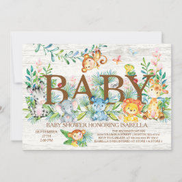 Schattige Oerwoud Dieren Neutraal Baby shower Uitn Kaart