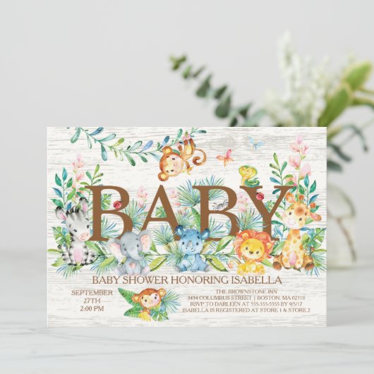 Schattige Oerwoud Dieren Neutraal Baby shower Uitn Kaart (Staand voorkant)