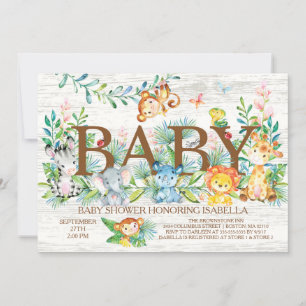 Schattige Oerwoud Dieren Neutraal Baby shower Uitn Kaart