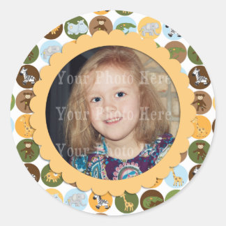 Schattige oerwoud dieren patroon ronde sticker