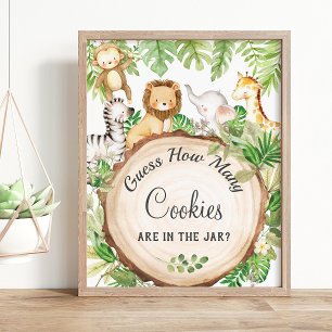 Schattige Oerwoud dieren raden hoeveel cookies spe Poster