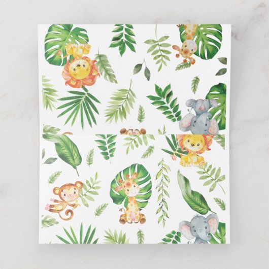 Schattige Oerwoud Dieren Safari 1e Verjaardag Groe Plaatskaartje (Binnenkant ongevouwen)