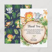 Schattige Oerwoud Dieren Safari 1e Verjaardagsfees Bedankkaart (Voorkant / Achterkant)