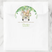 Schattige Oerwoud Dieren Safari Auto Verjaardagsgu Ronde Sticker (Tas)