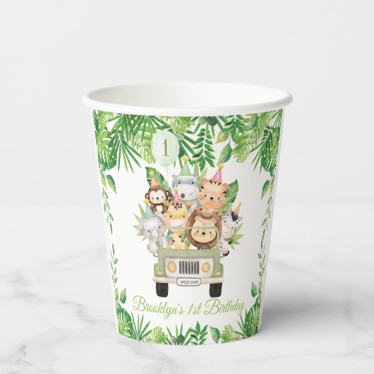 Schattige Oerwoud Dieren Safari Avontuur Auto Verj Papieren Bekers (Achterkant)