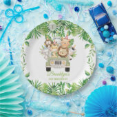 Schattige Oerwoud Dieren Safari Avontuur Auto Verj Papieren Bordje (Feest)