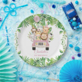 Schattige Oerwoud Dieren Safari Avontuur Auto Verj Papieren Bordje (Feest)