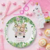 Schattige Oerwoud Dieren Safari Avontuur Auto Verj Papieren Bordje (Feest)