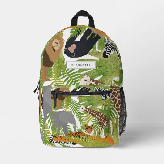 Schattige Oerwoud Dieren Safari Boy | Meisjesschoo Bedrukte Rugzak (Voorkant)