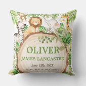 Schattige Oerwoud Dieren Safari Groen Jongenskweke Kussen (Voorkant)