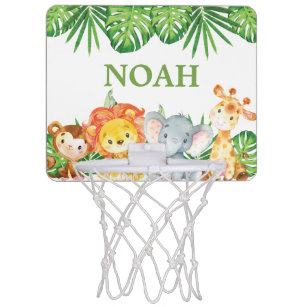 Schattige Oerwoud Dieren Safari Groen Mini Basketbalbord
