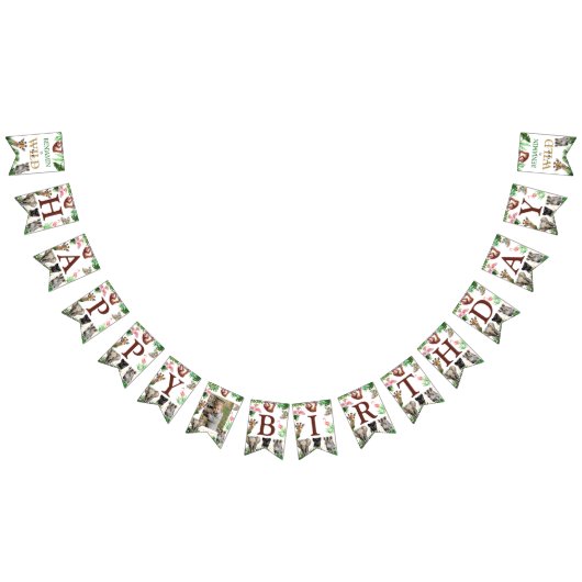 Schattige Oerwoud Dieren Safari Verjaardag Vlaggetjes (Alle)